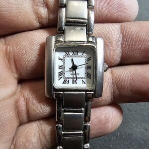SKC ladies tank style fashion quartz watch silver tone working